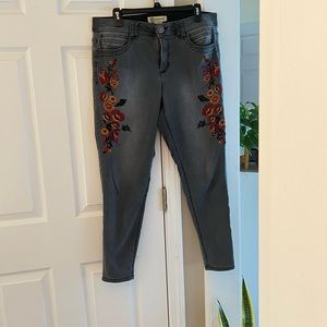 Floral Embroidered Jeans Size 14